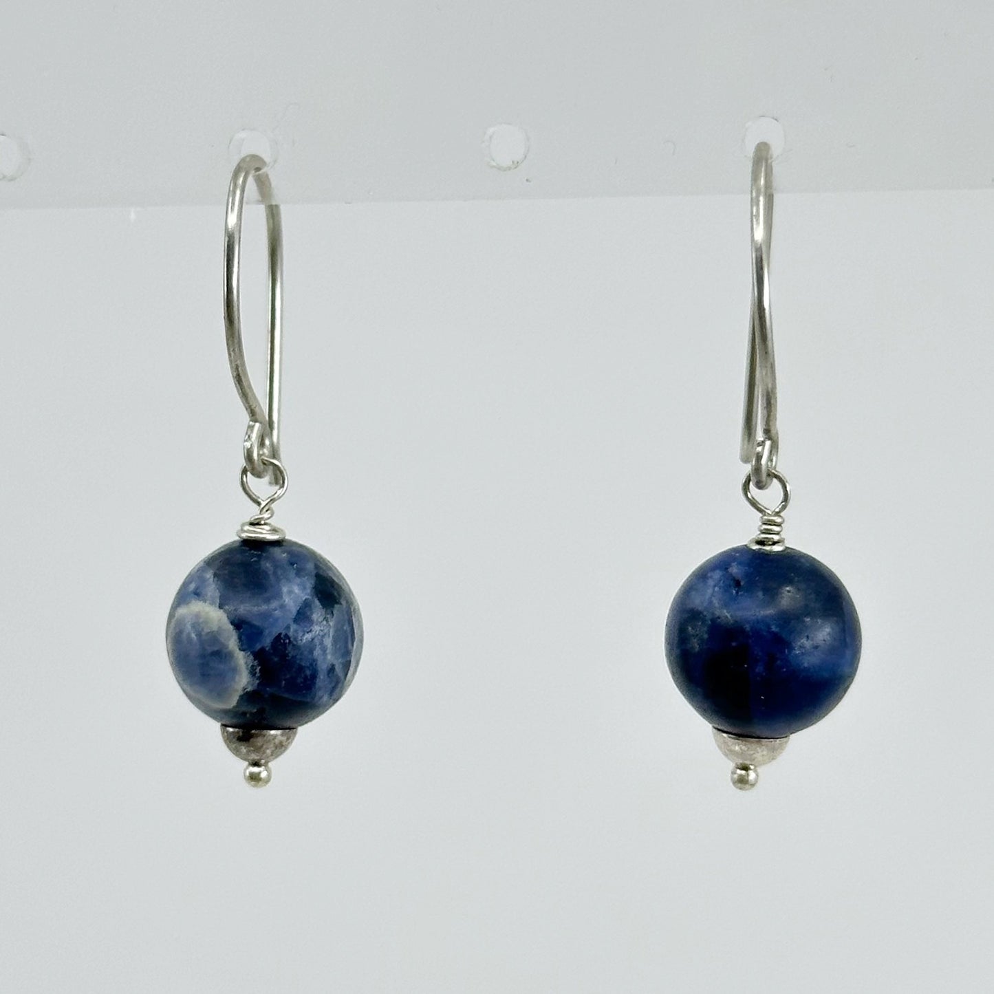 Hand made sterling silver sodalite bead earrings