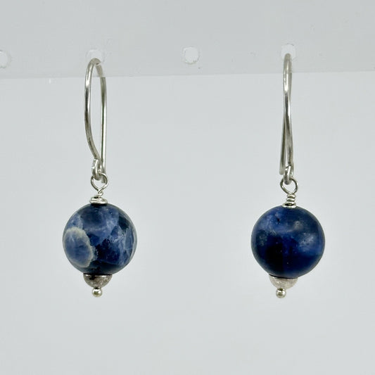 Hand made sterling silver sodalite bead earrings