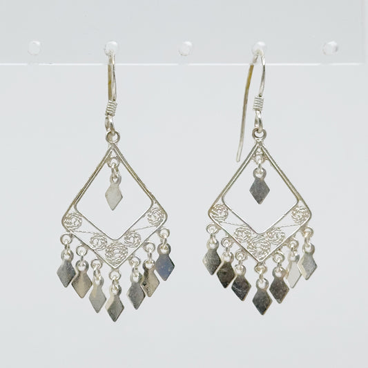 Sterling silver filigree drop earrings