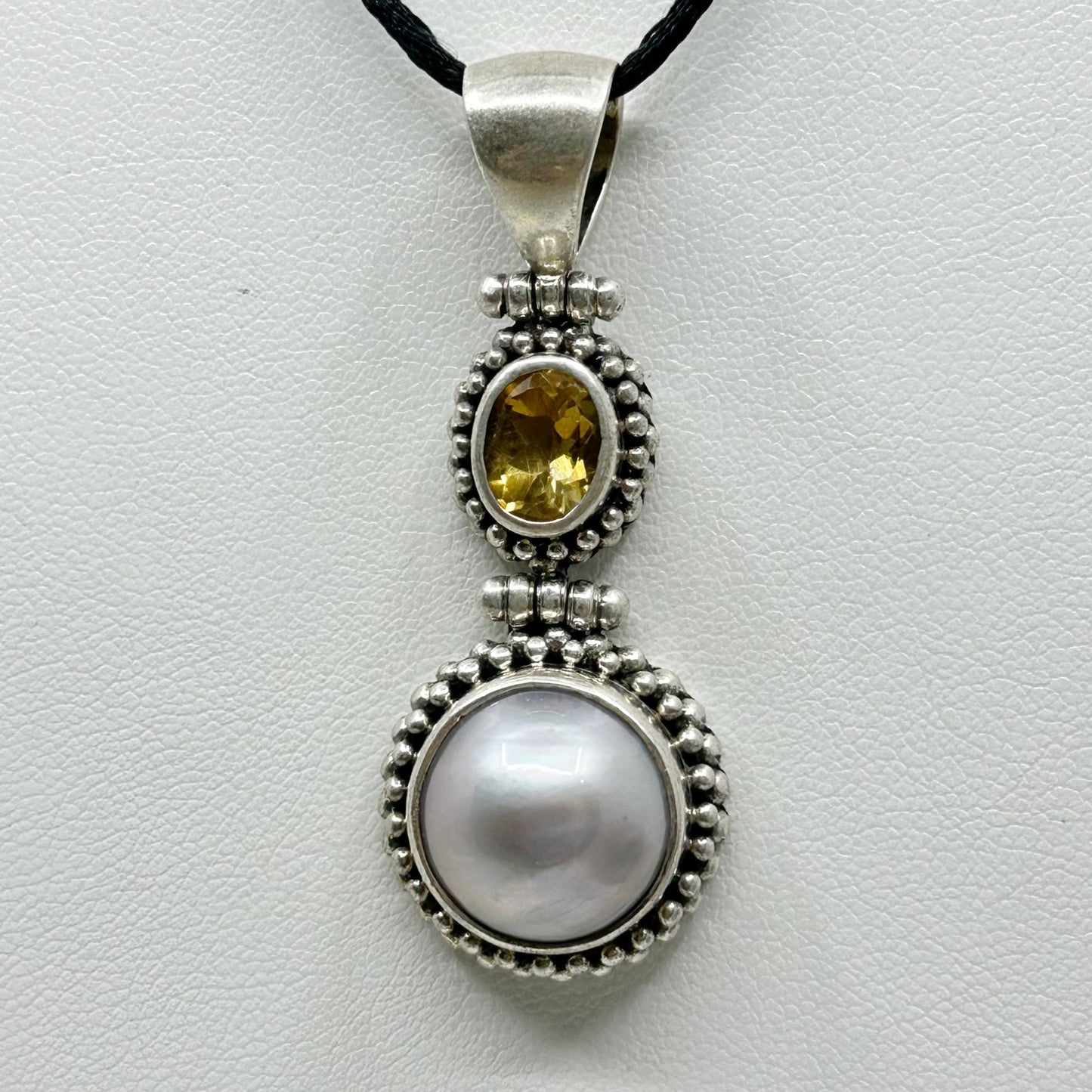 sterling silver mabe pearl citrine pendant