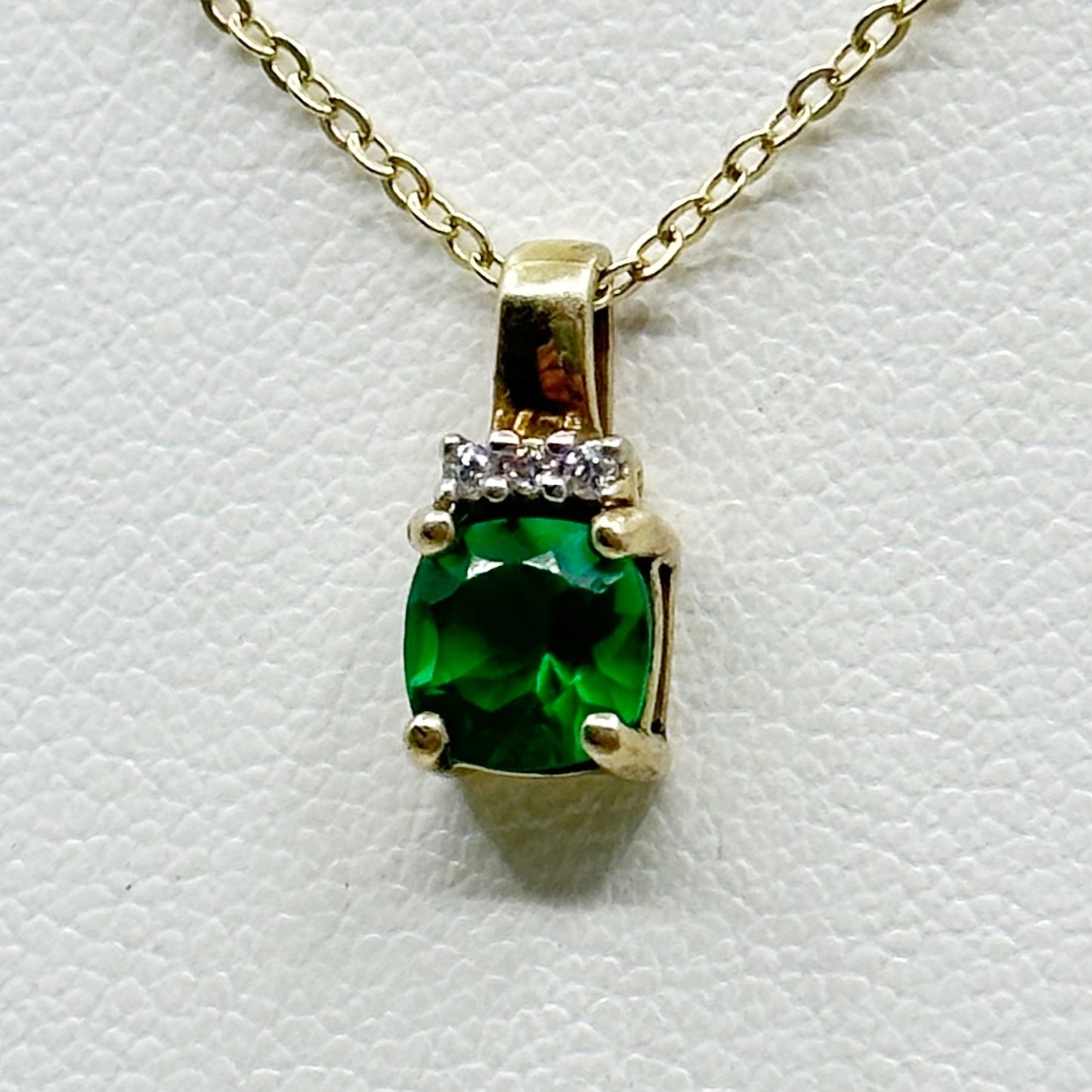 Gold vermeil  sterling silver emerald cubic zirconia necklace