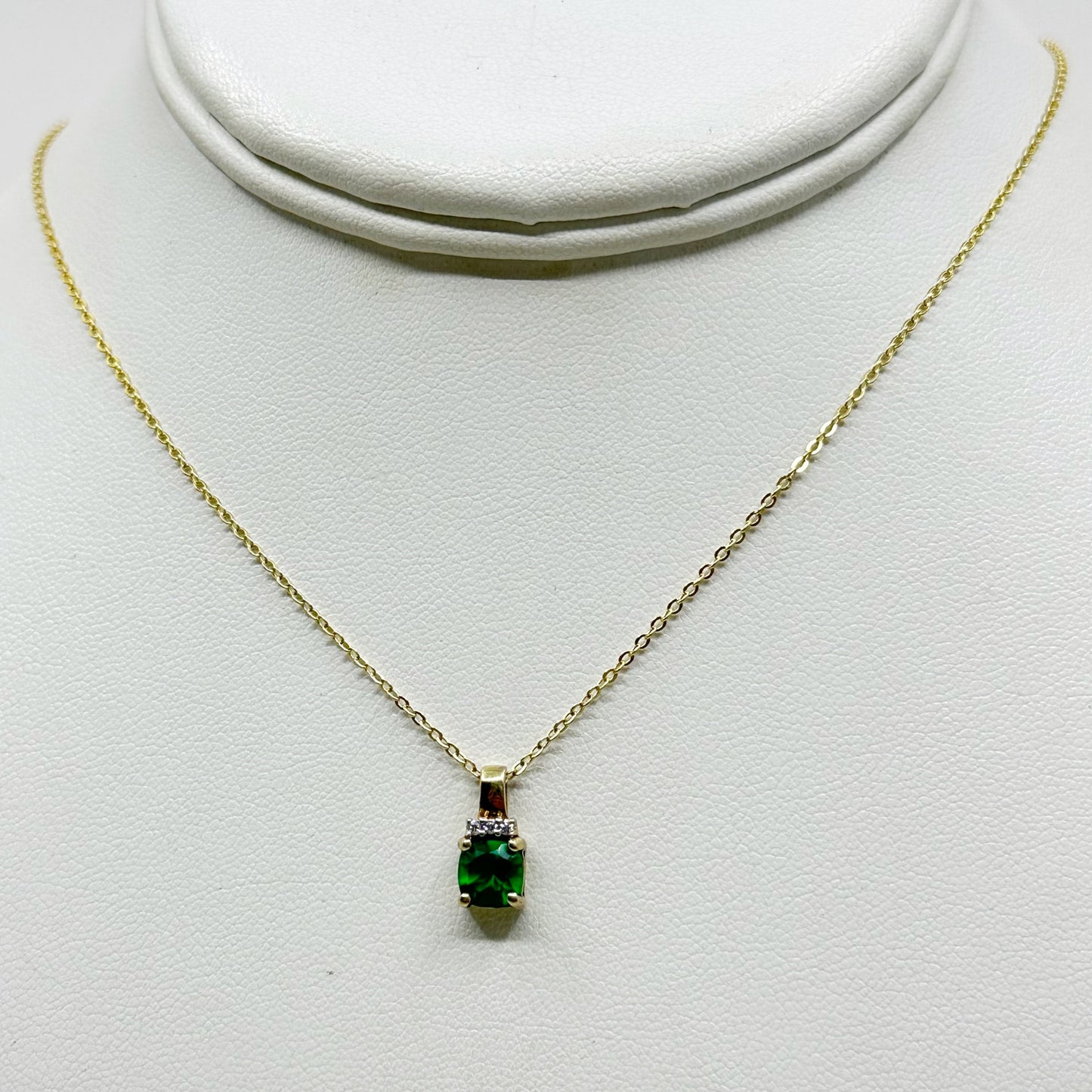 Gold vermeil  sterling silver emerald cubic zirconia necklace