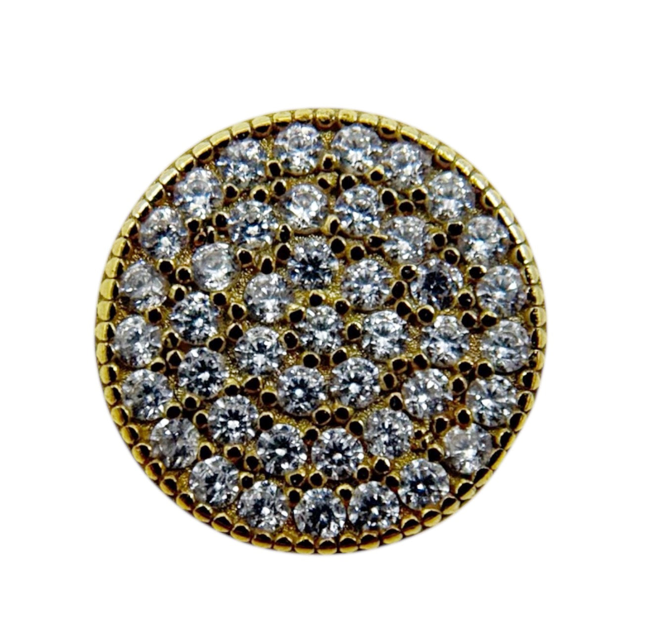 Single Gold Vermeil Sterling silver cubic zirconia disk stud earrings - GM628