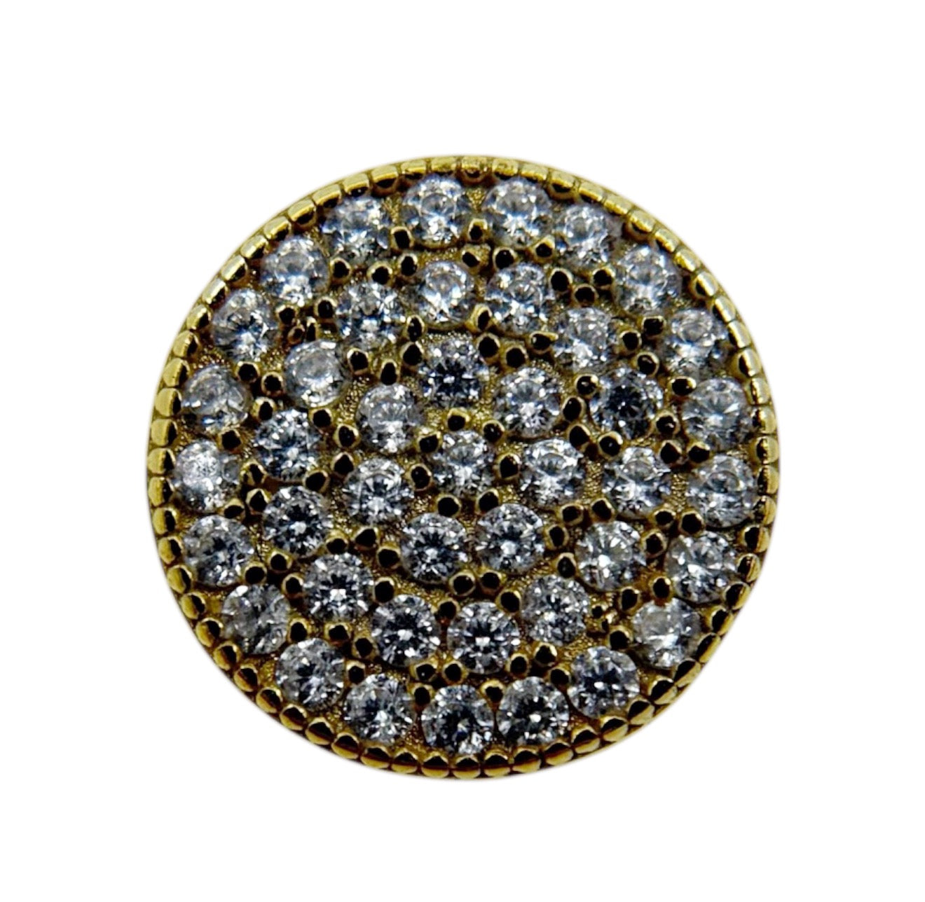 Single Gold Vermeil Sterling silver cubic zirconia disk stud earrings - GM628