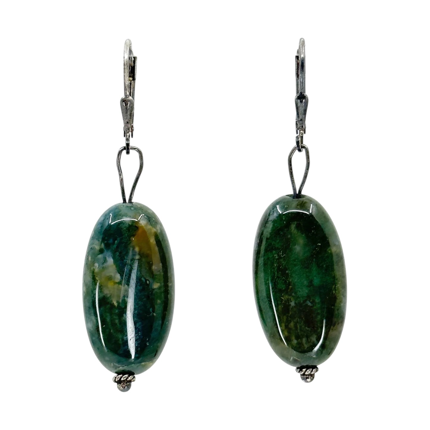Sterling silver bloodstone bead earrings - GM629