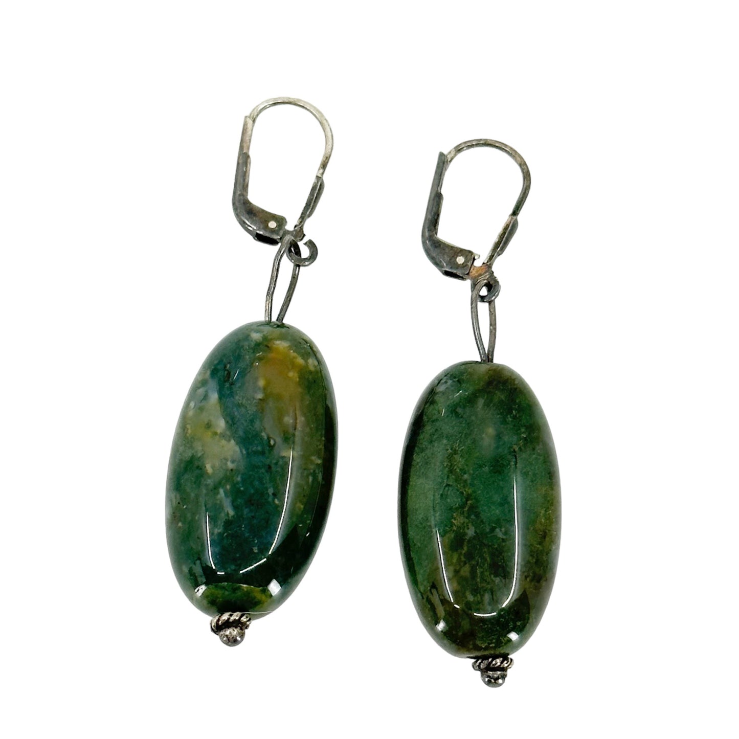 Sterling silver bloodstone bead earrings