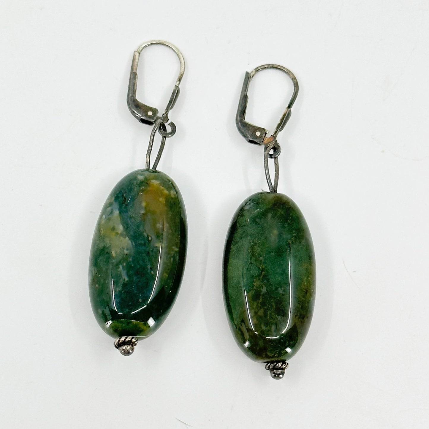 Sterling silver bloodstone bead earrings