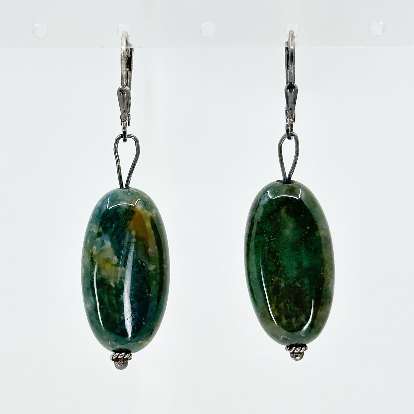 Sterling silver bloodstone bead earrings