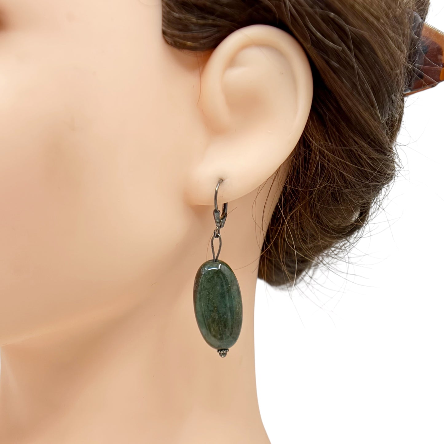 Sterling silver bloodstone bead earrings - GM629