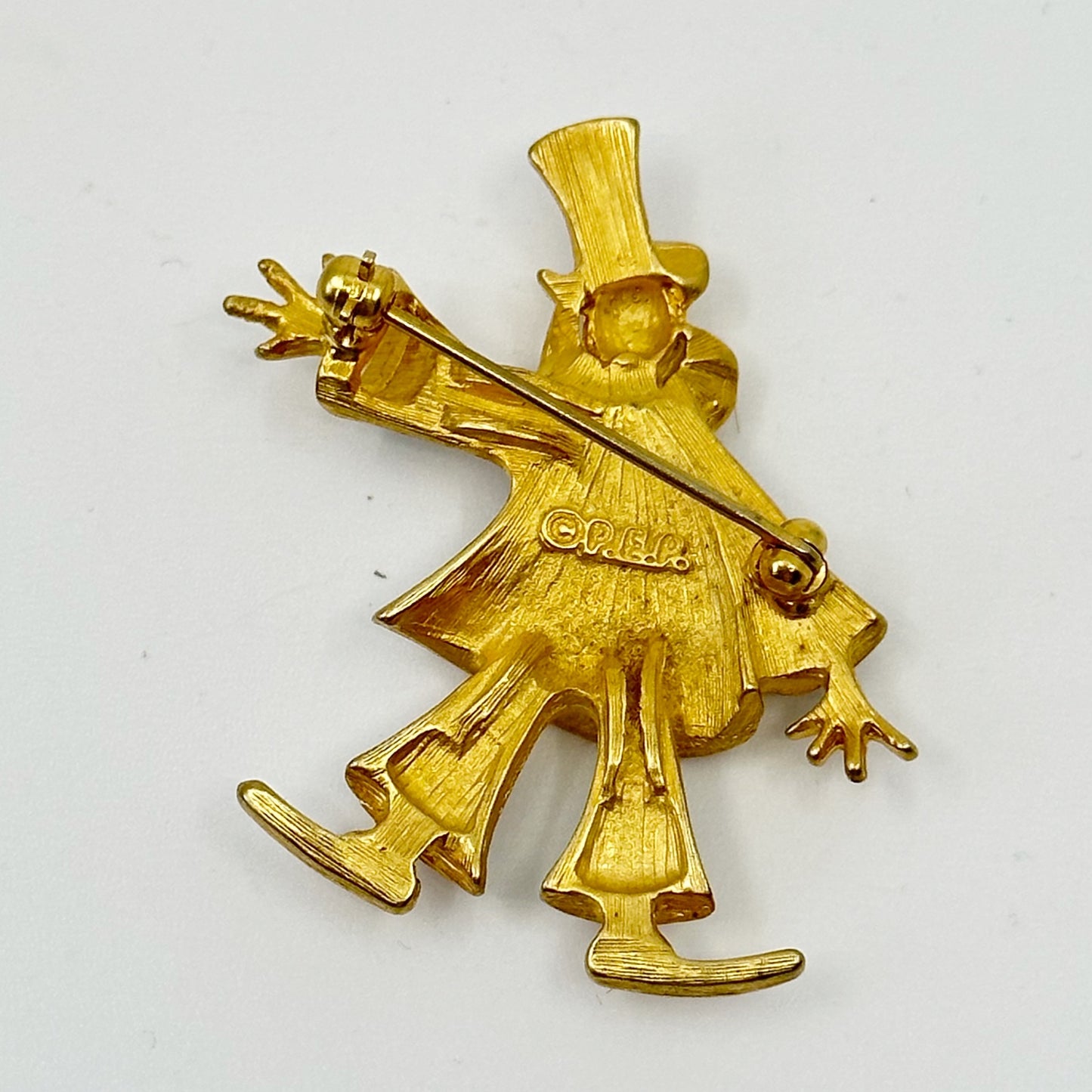 PEP gold tone enamel harlequin clown brooch