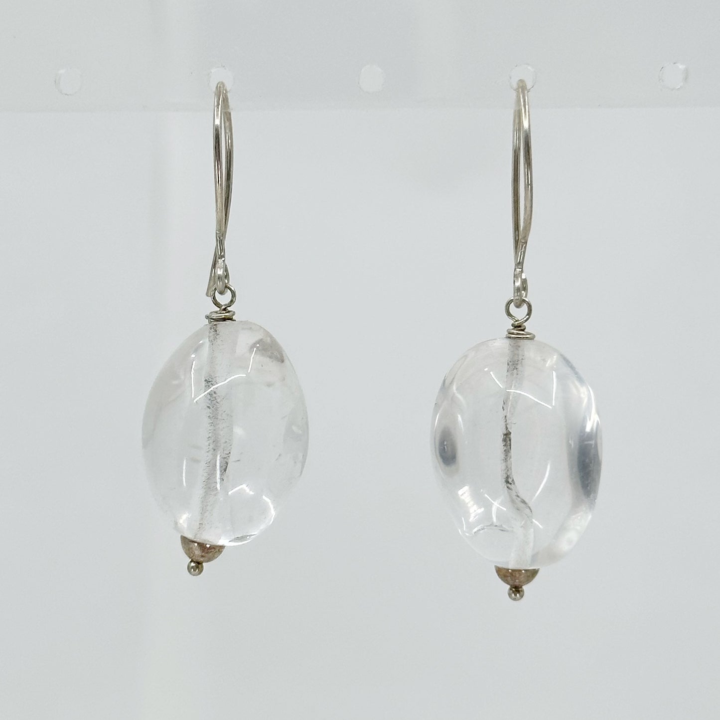 Sterling silver Rock crystal bead earrings