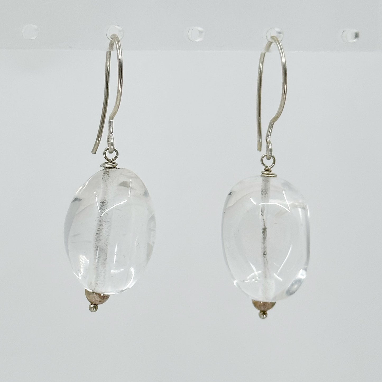 Sterling silver Rock crystal bead earrings