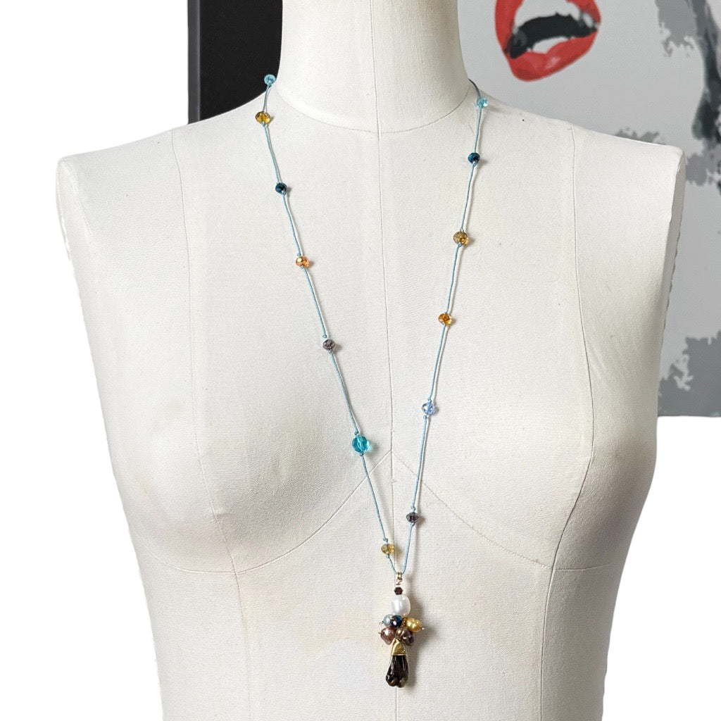 Gold Filled  freshwater pearl & crystal necklace - GM631