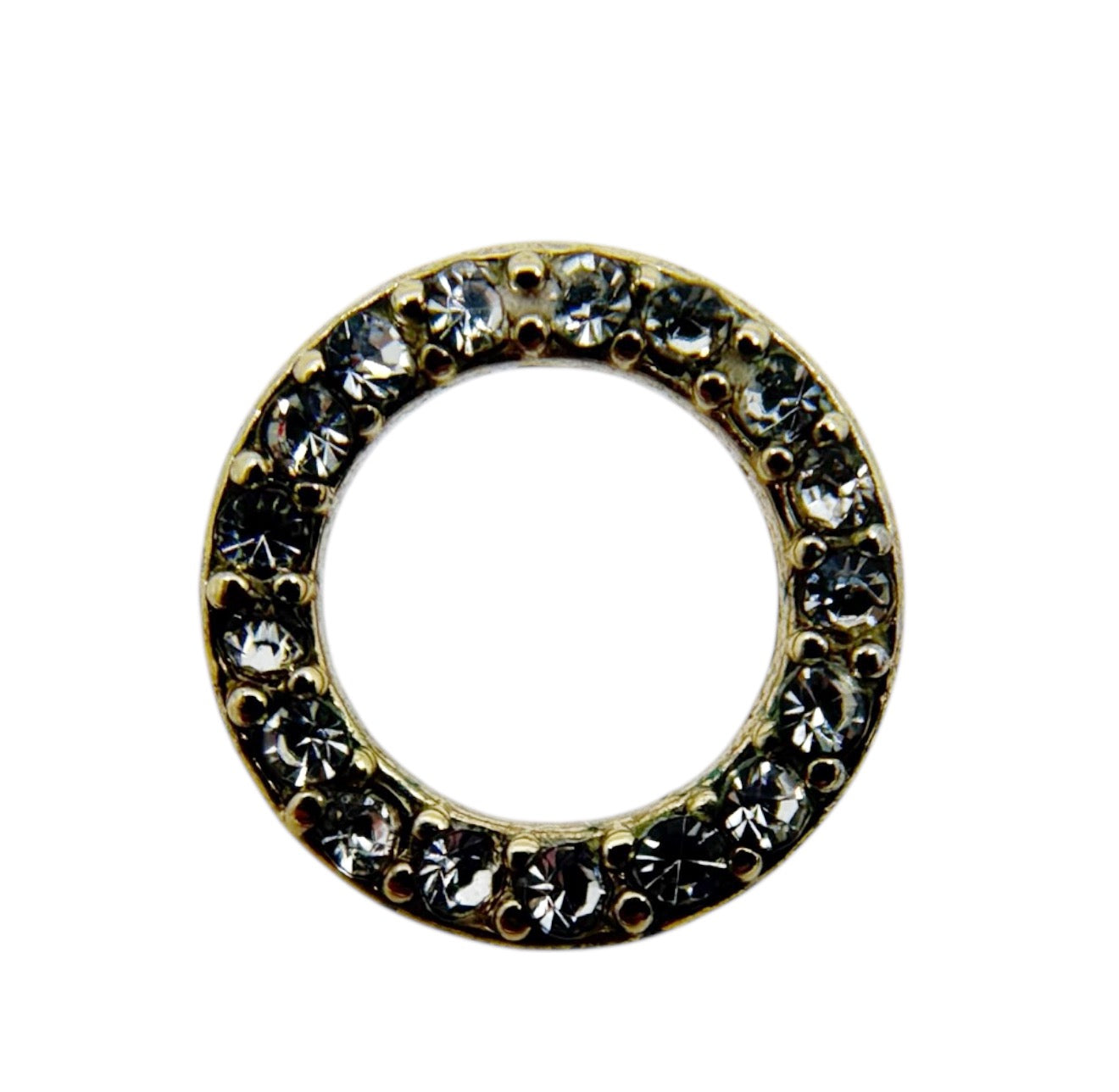 Single Gold Vermeil Sterling silver cubic zirconia open circle stud earrings - GM635