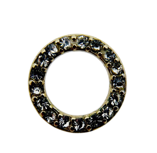 Single Gold Vermeil Sterling silver cubic zirconia open circle stud earrings - GM635