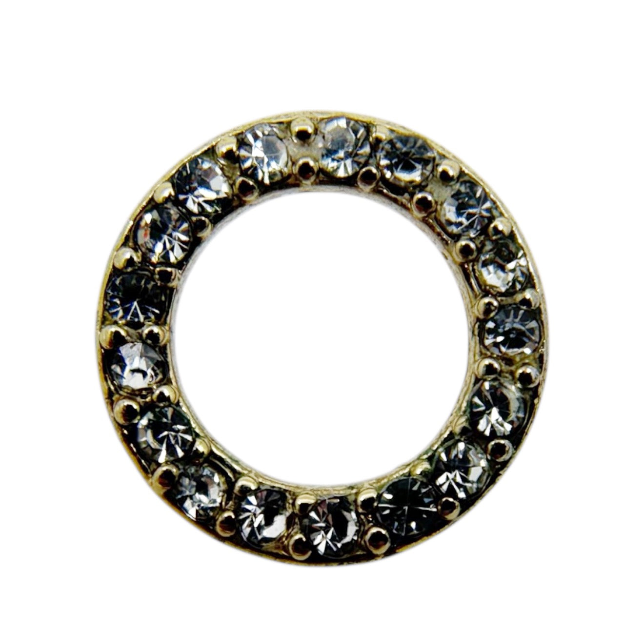 Single Gold Vermeil Sterling silver cubic zirconia open circle stud earrings - GM635