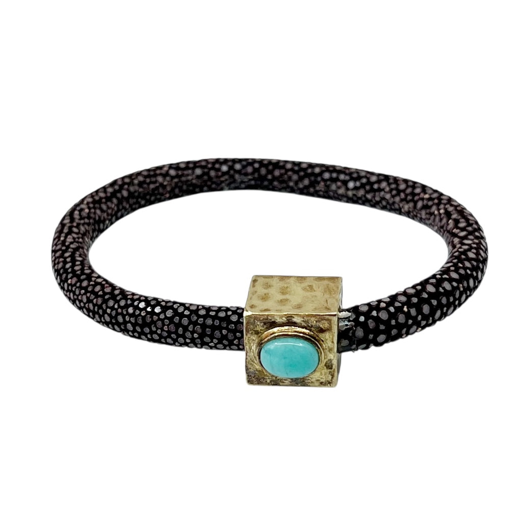 sterling silver stingray leather turquoise bracelet - GM638