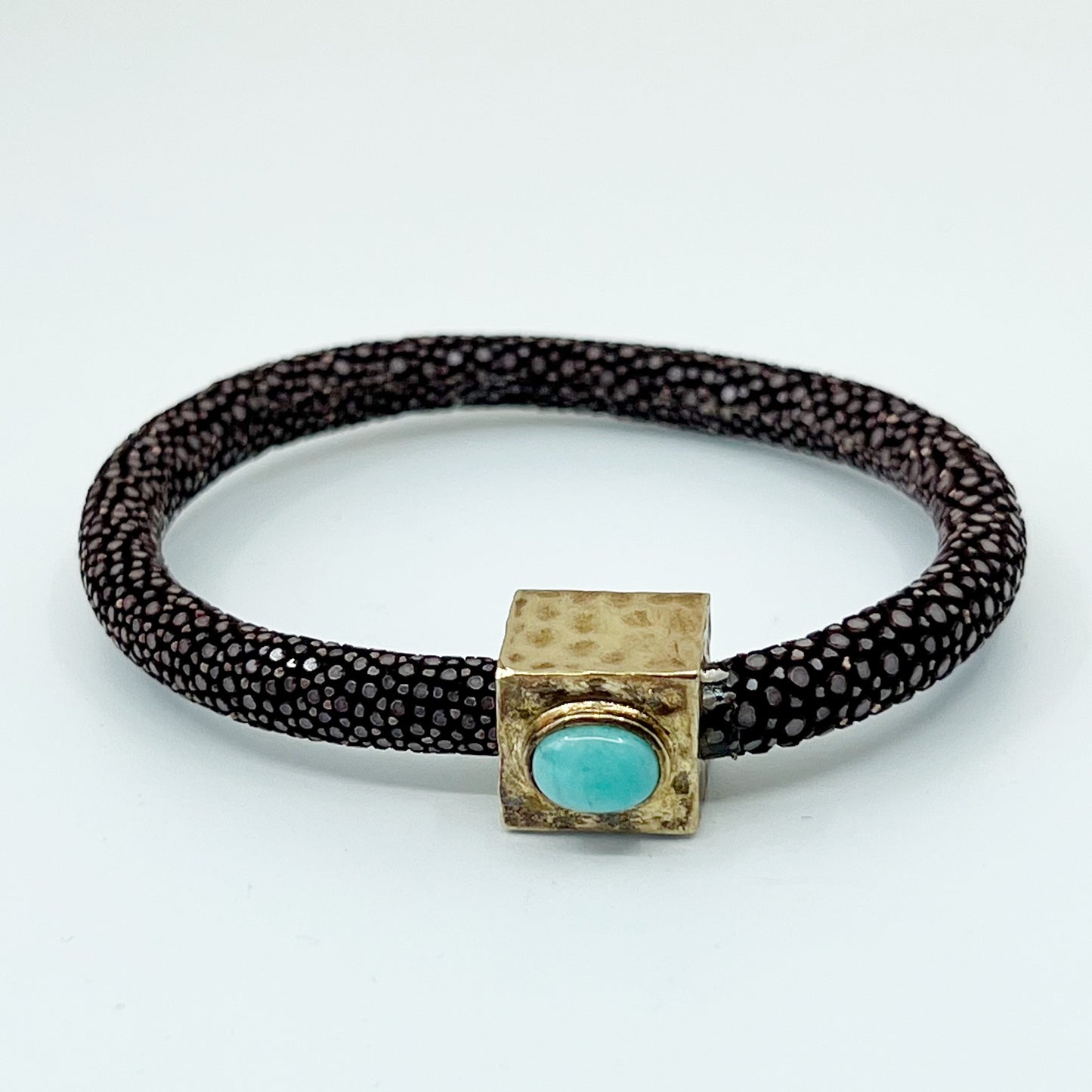 sterling silver stingray leather turquoise bracelet