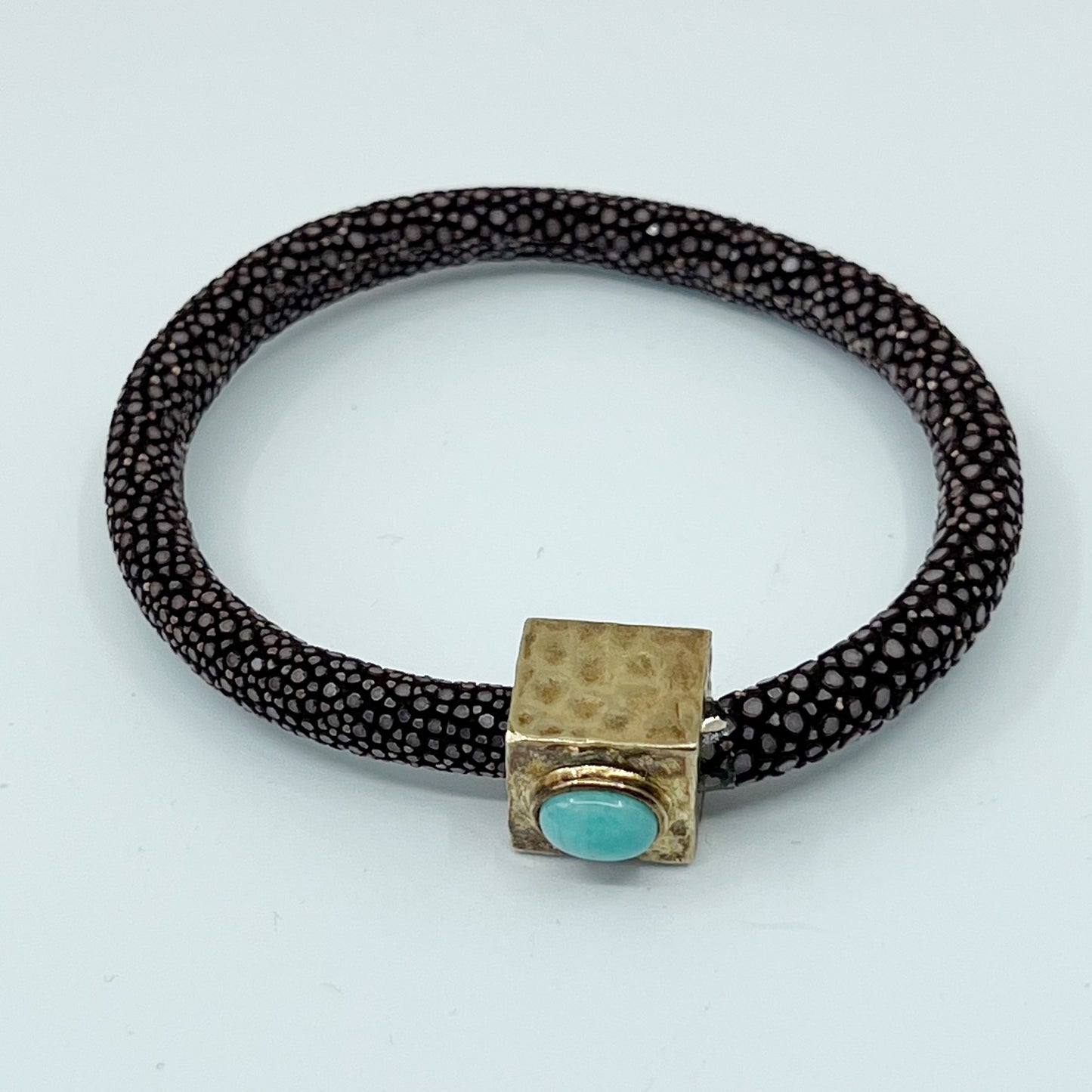 sterling silver stingray leather turquoise bracelet