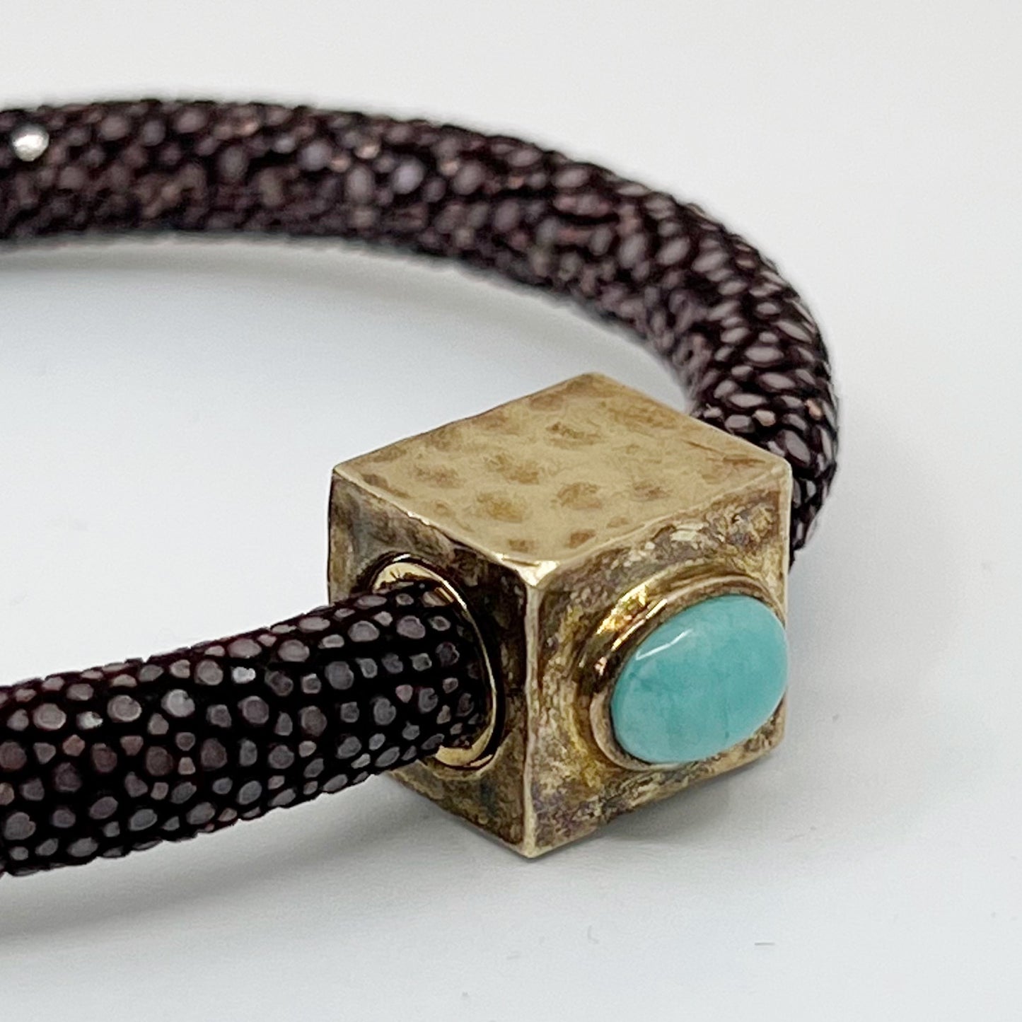 sterling silver stingray leather turquoise bracelet