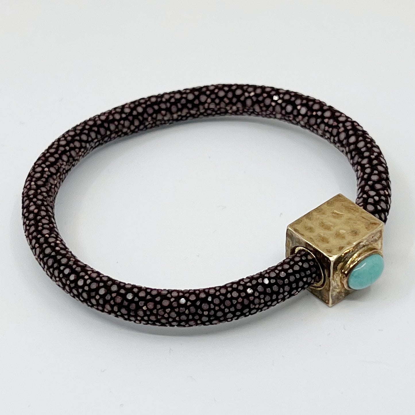 sterling silver stingray leather turquoise bracelet