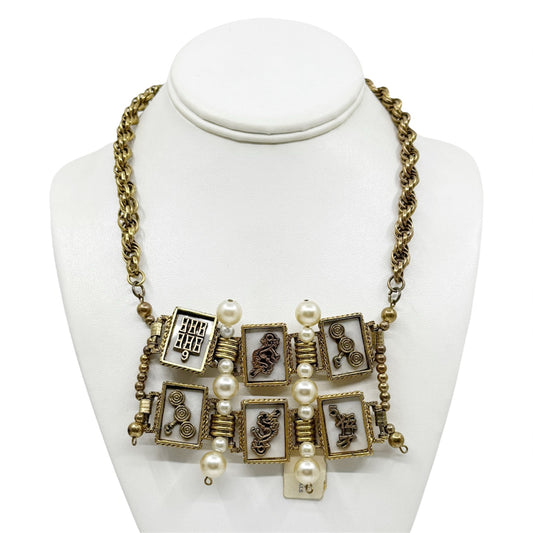 Vintage Fran Originals Gold tone pearl necklace - GM3007