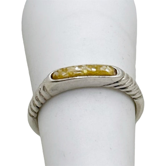 Carolyn Pollack Relios sterling silver Mother of Pearl  inlay stack band ring - GM64