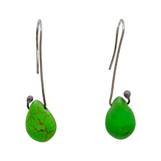 Hand Made Sterling silver green jasper bead earrings - GM642