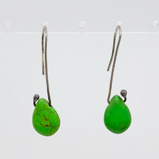 Hand Made Sterling silver green jasper bead earrings