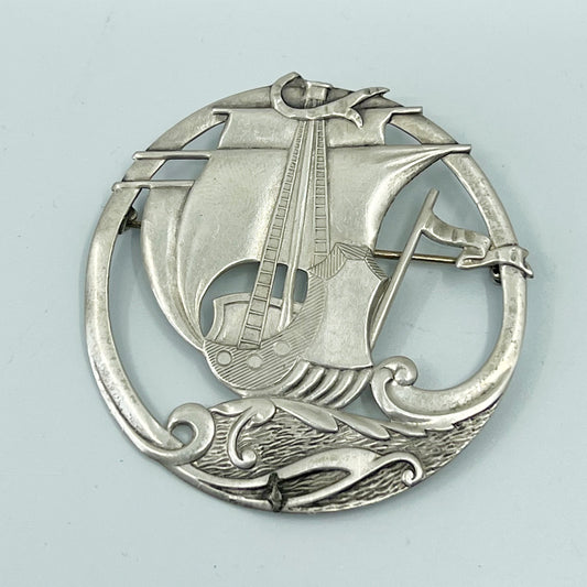 TRUART sterling silver ship brooch