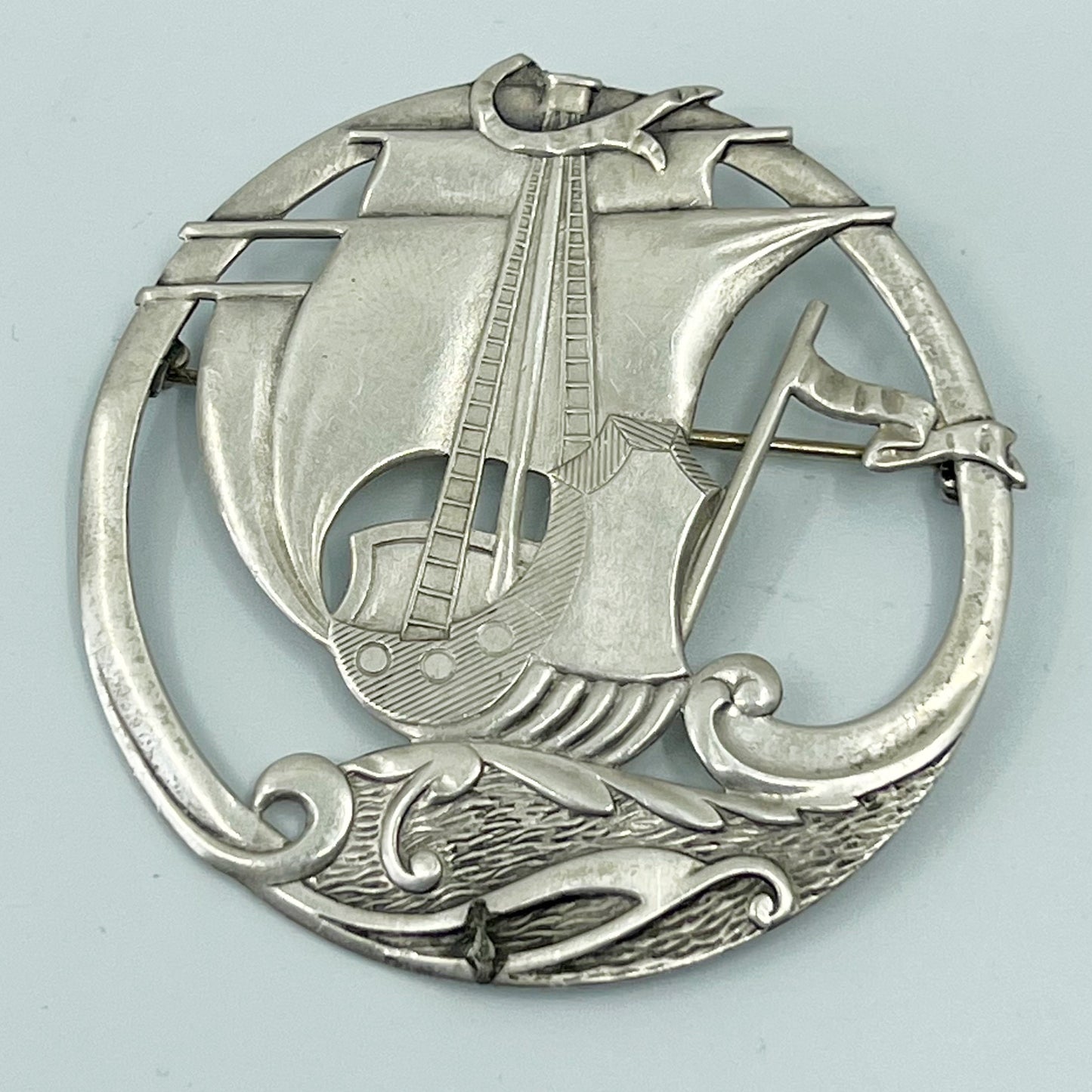 TRUART sterling silver ship brooch