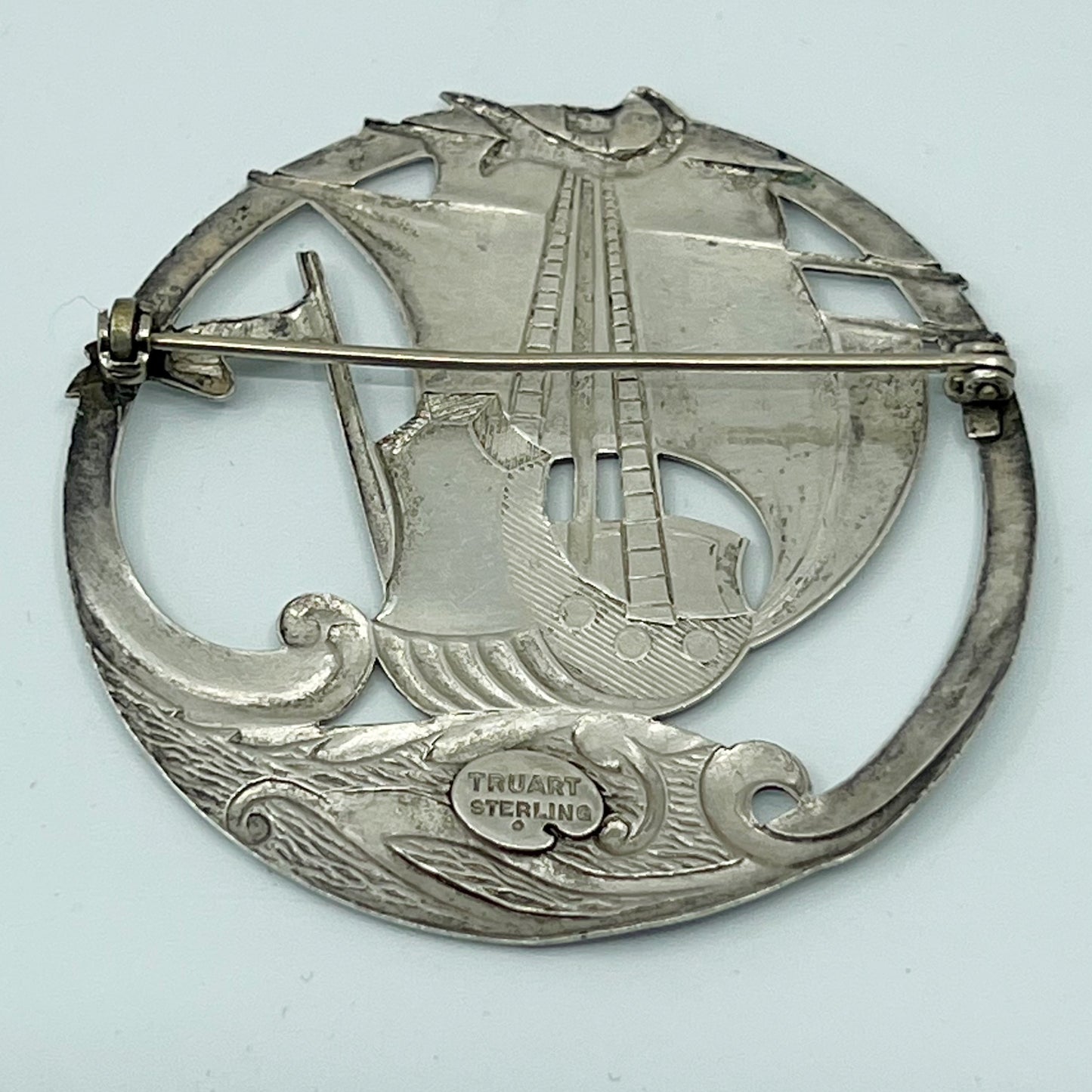 TRUART sterling silver ship brooch