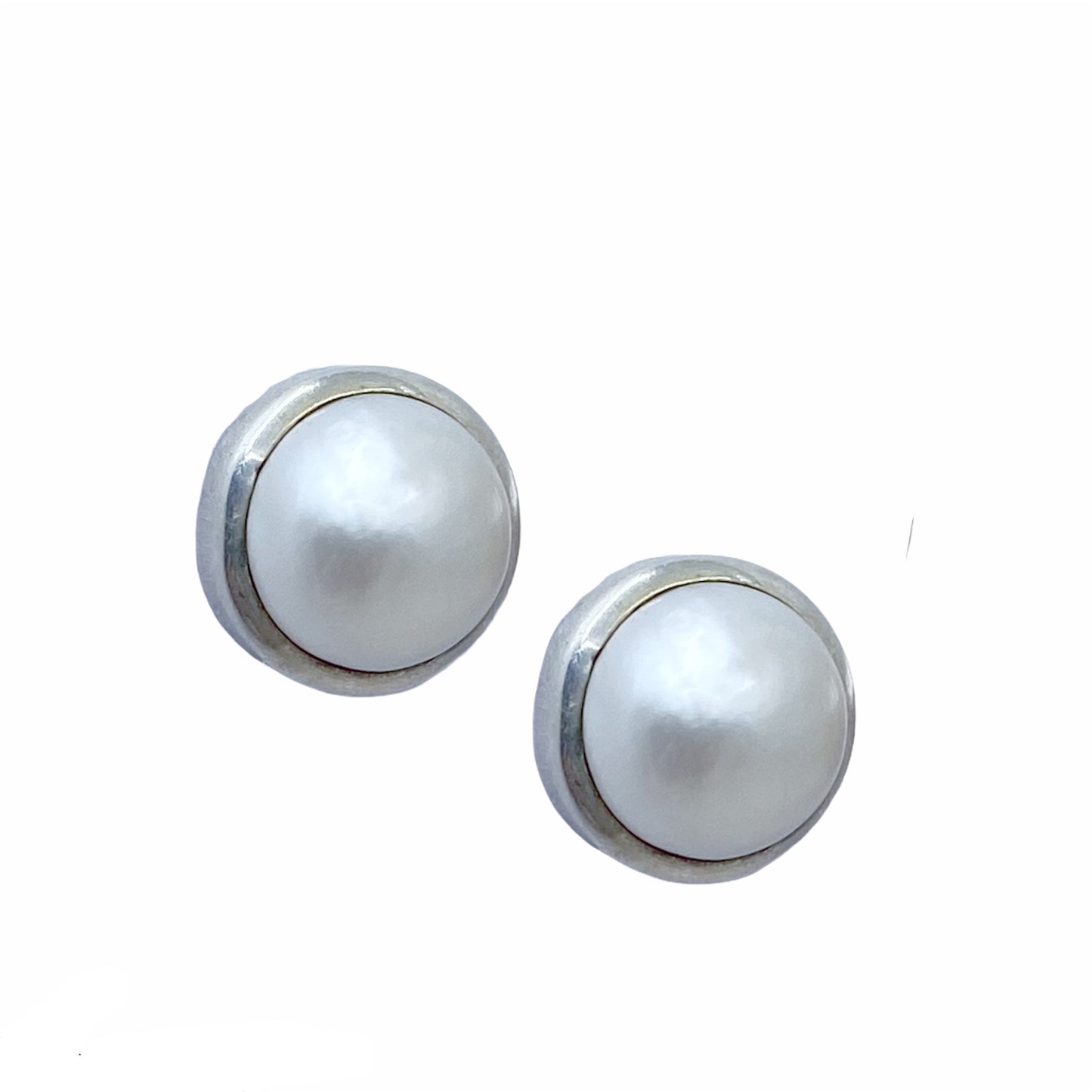 sterling silver Mabe pearl earrings