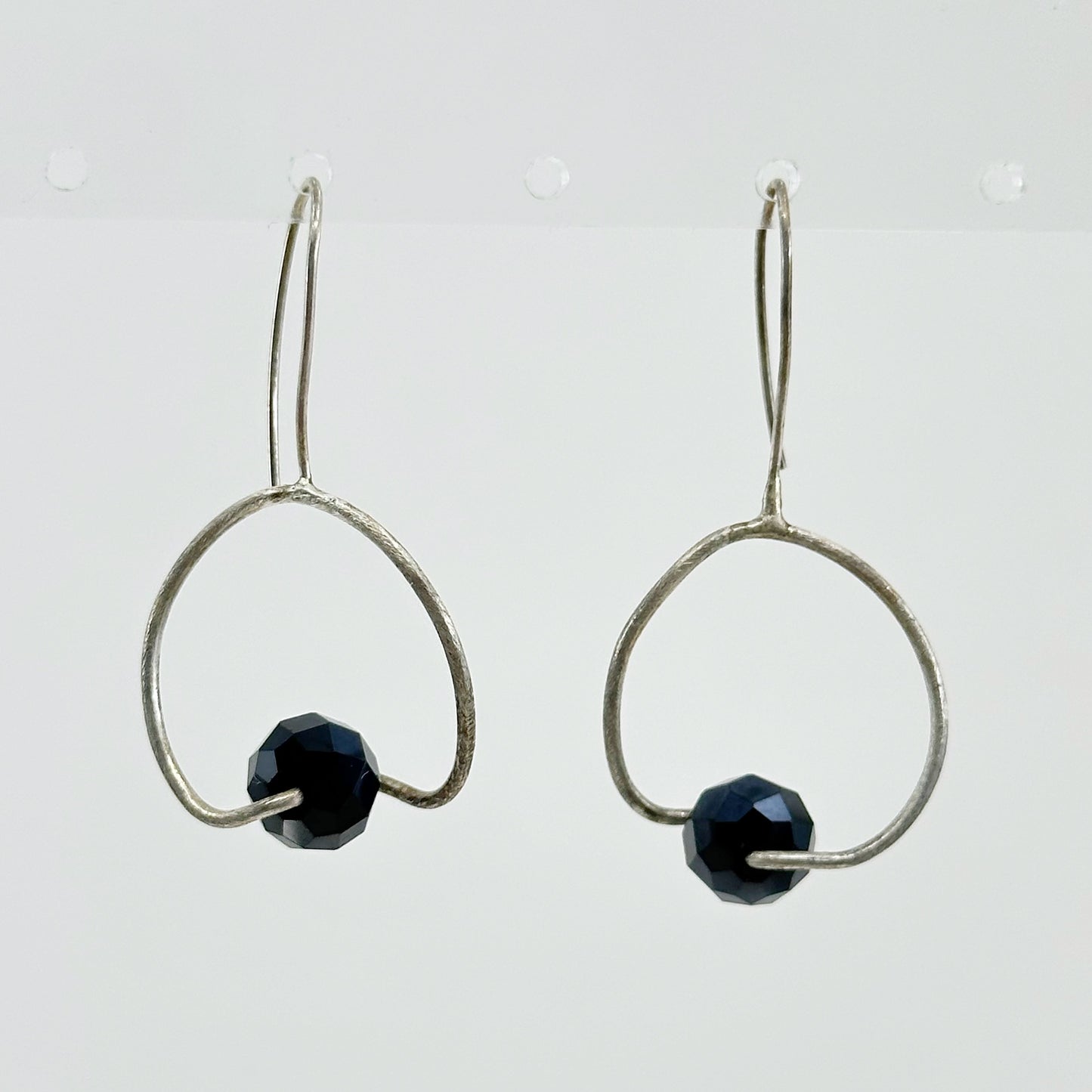 Hand Made Sterling silver onyx bead earrings