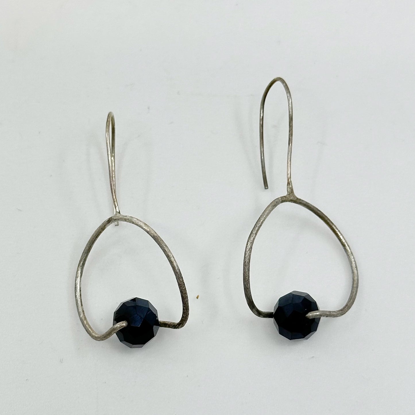 Hand Made Sterling silver onyx bead earrings