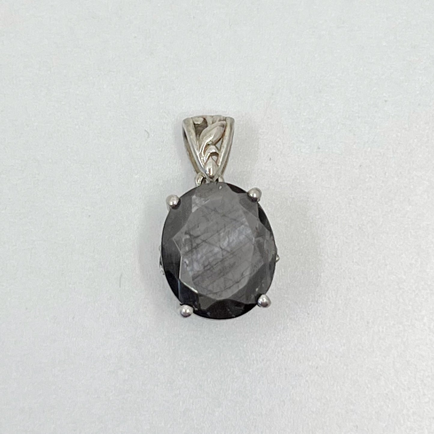 Sterling silver black sapphire pendant