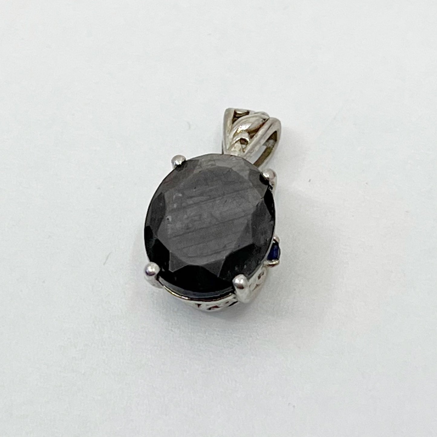 Sterling silver black sapphire pendant