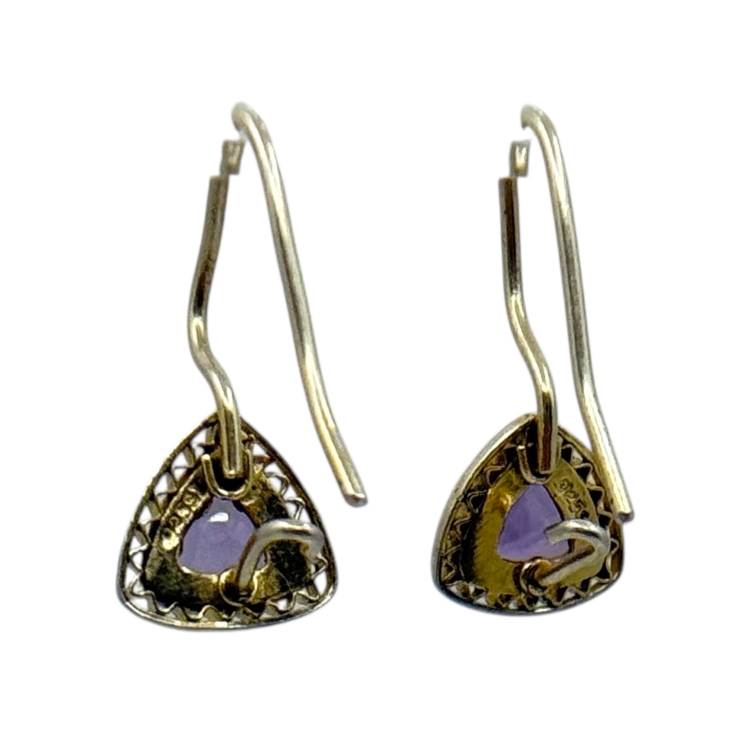 Vintage Gold over Sterling silver amethyst drop earrings - GM662