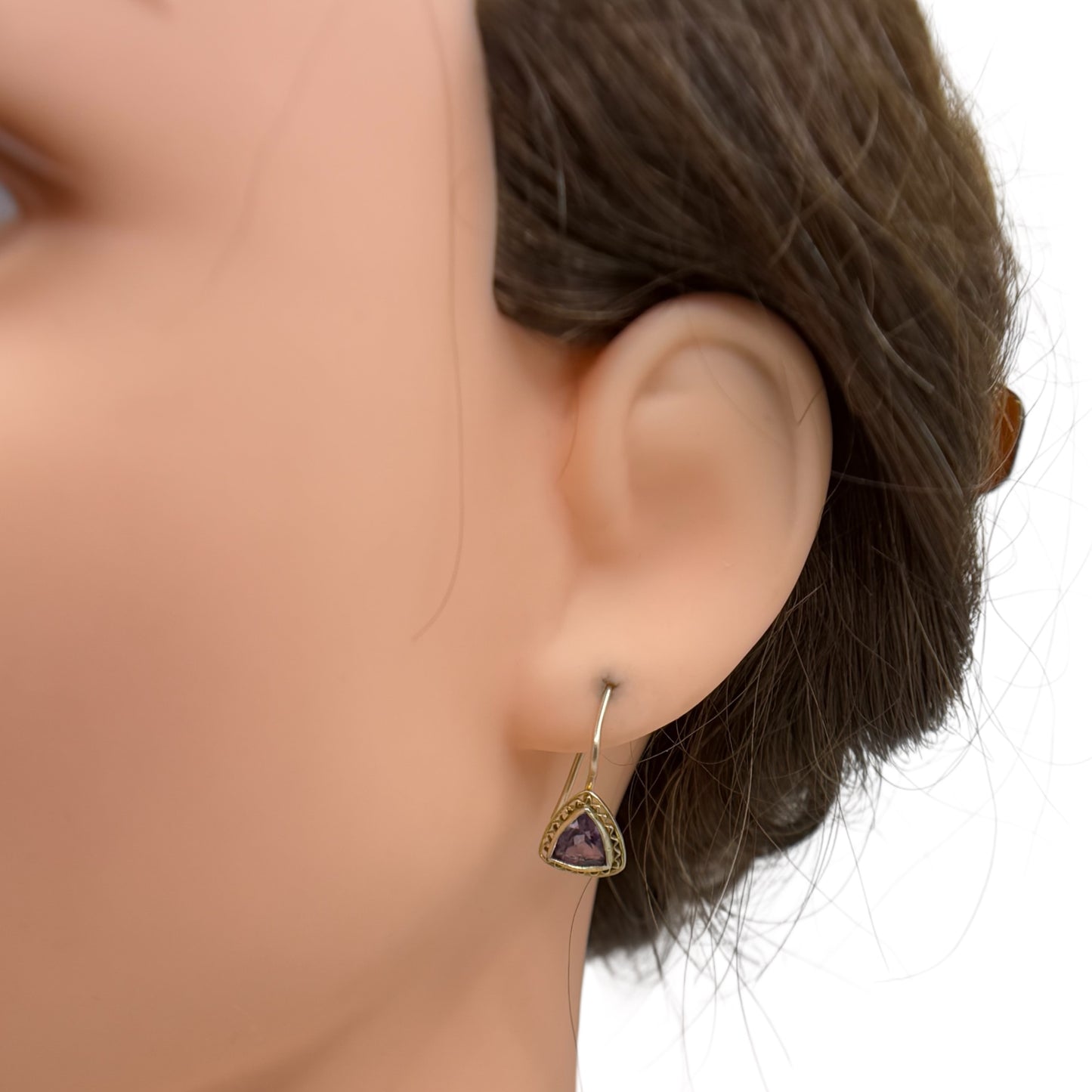 Vintage Gold over Sterling silver amethyst drop earrings - GM662