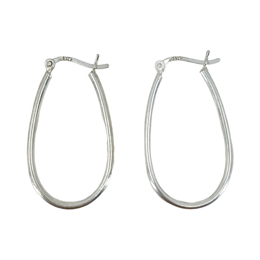 Sterling silver elongated hoop earrings GM663
