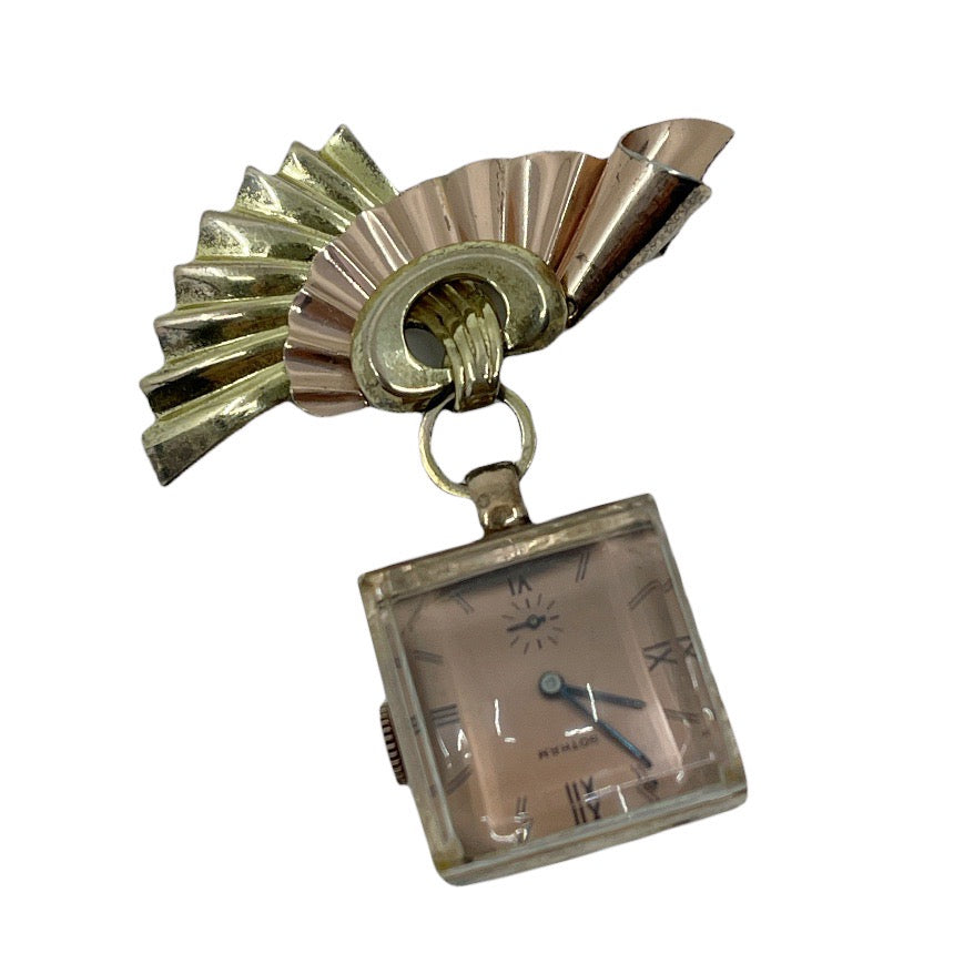 GOTHAM 12k gold filled sterling silver watch brooch