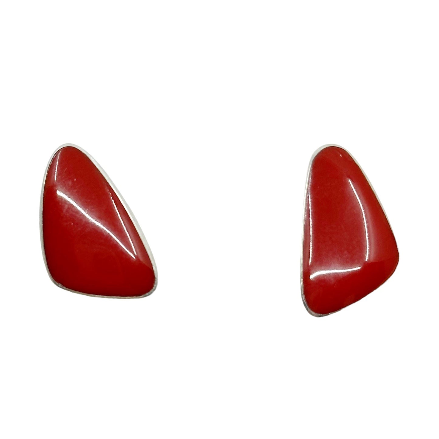 Hand Made PB Sterling silver red acrylic earrings