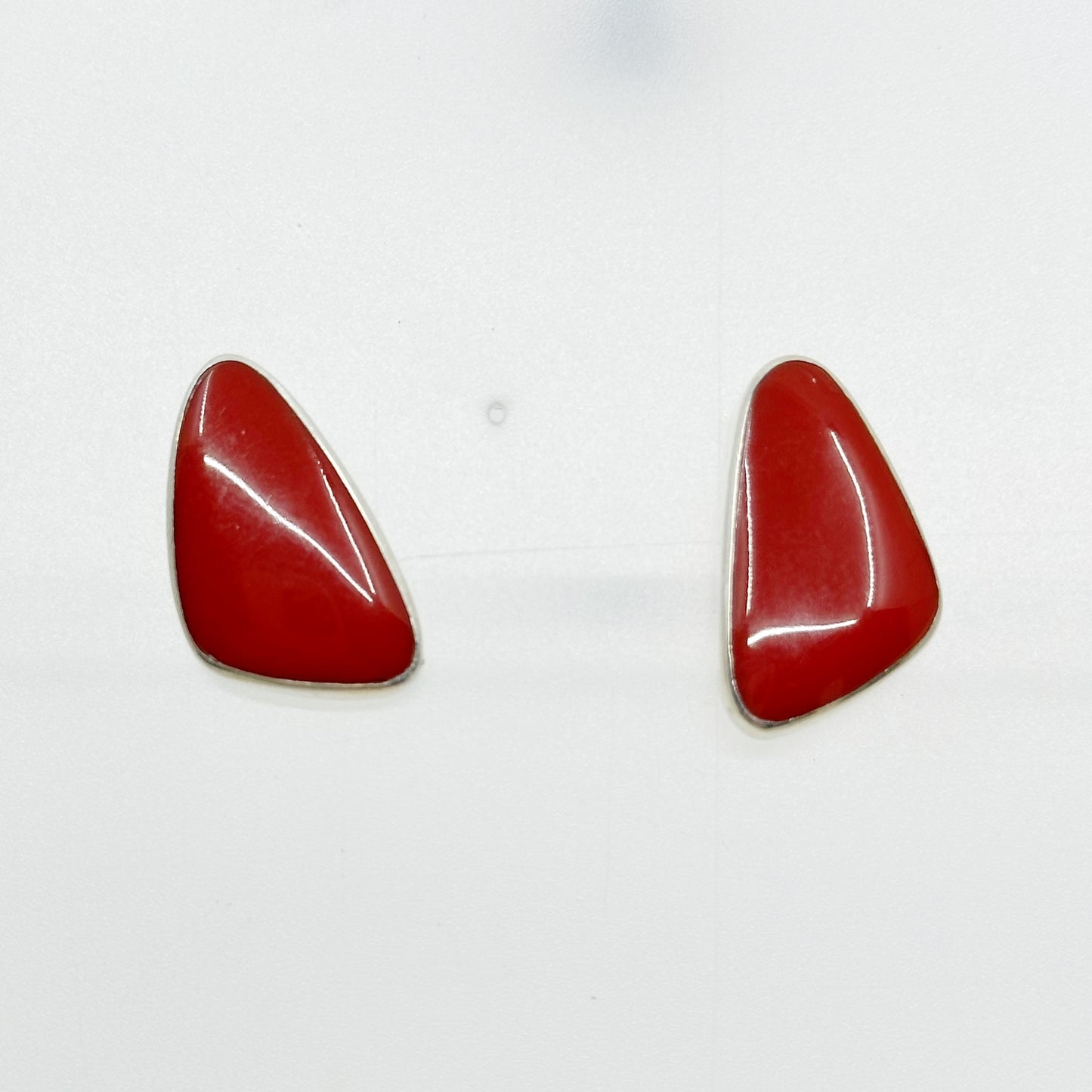 Hand Made PB Sterling silver red acrylic earrings