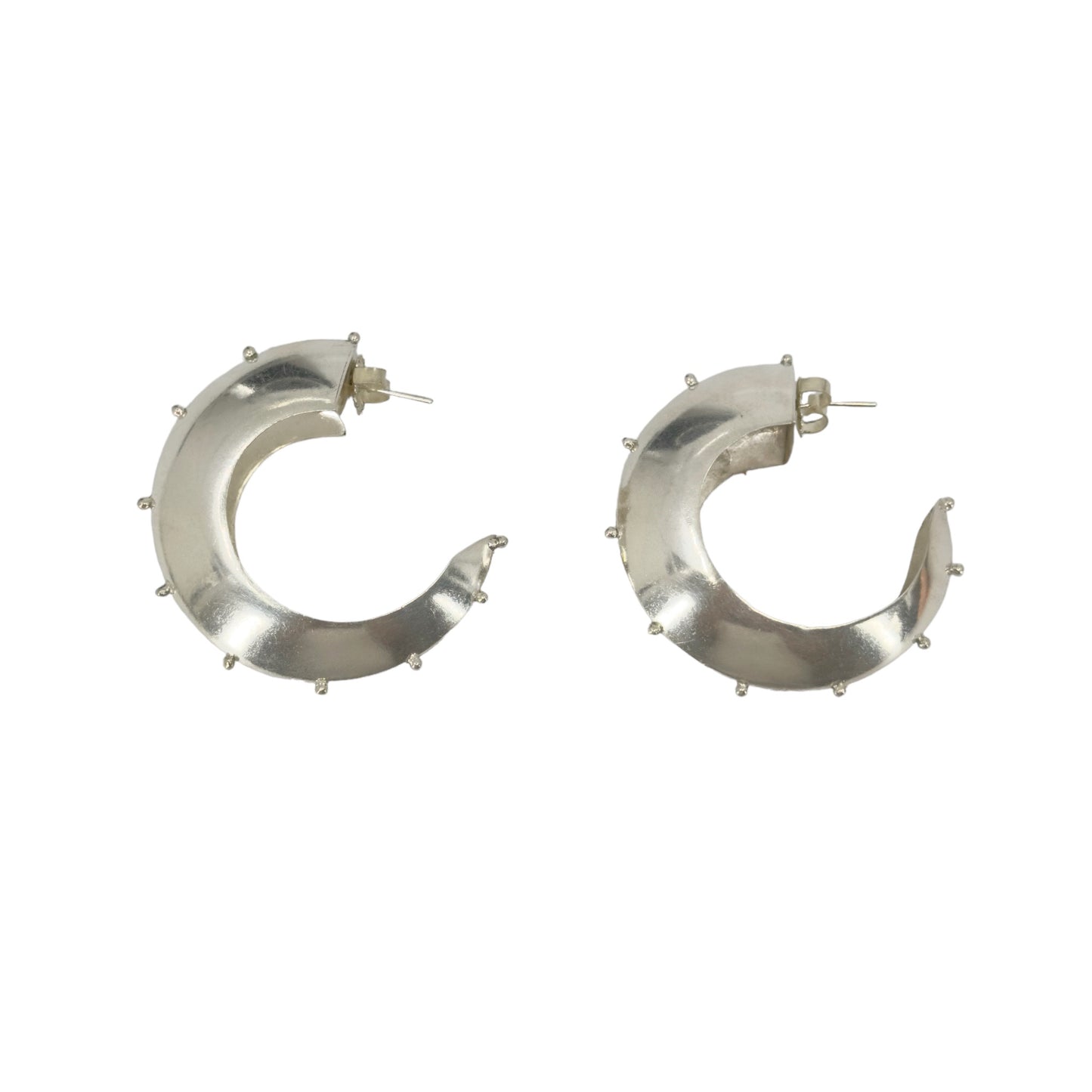 Hand Made oversized sterling silver hoop earrings