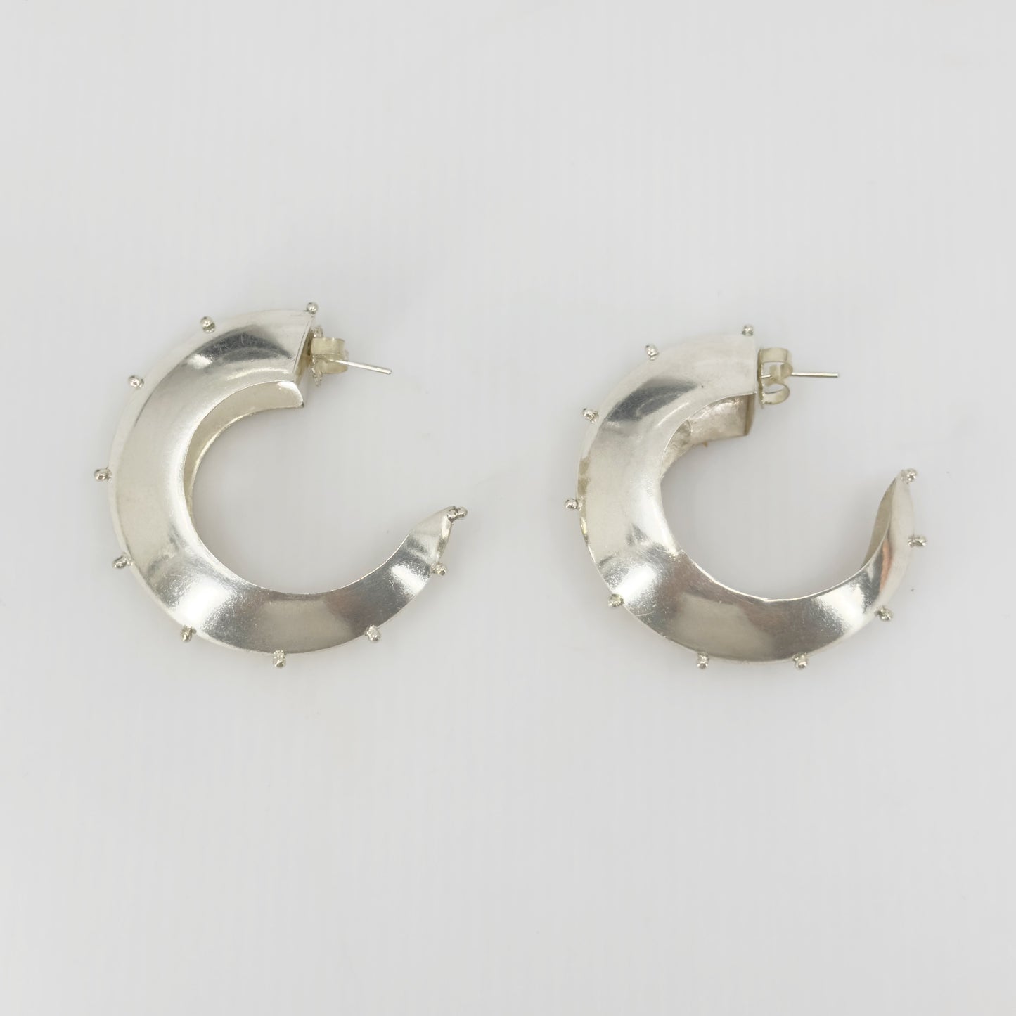 Hand Made oversized sterling silver hoop earrings