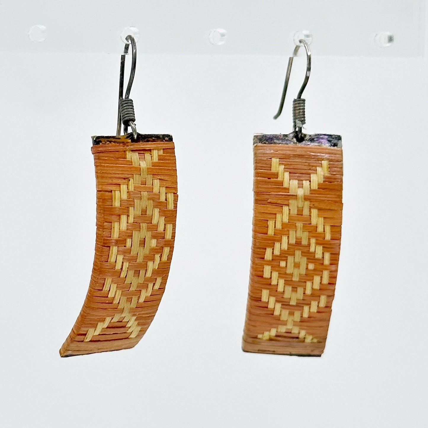 Sterling silver woven straw earrings