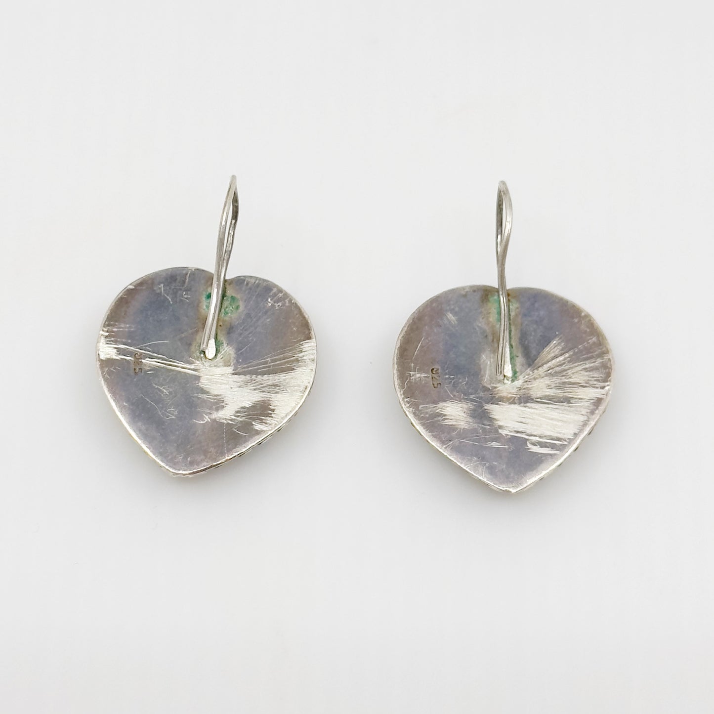 Sterling silver Azurite heart earrings