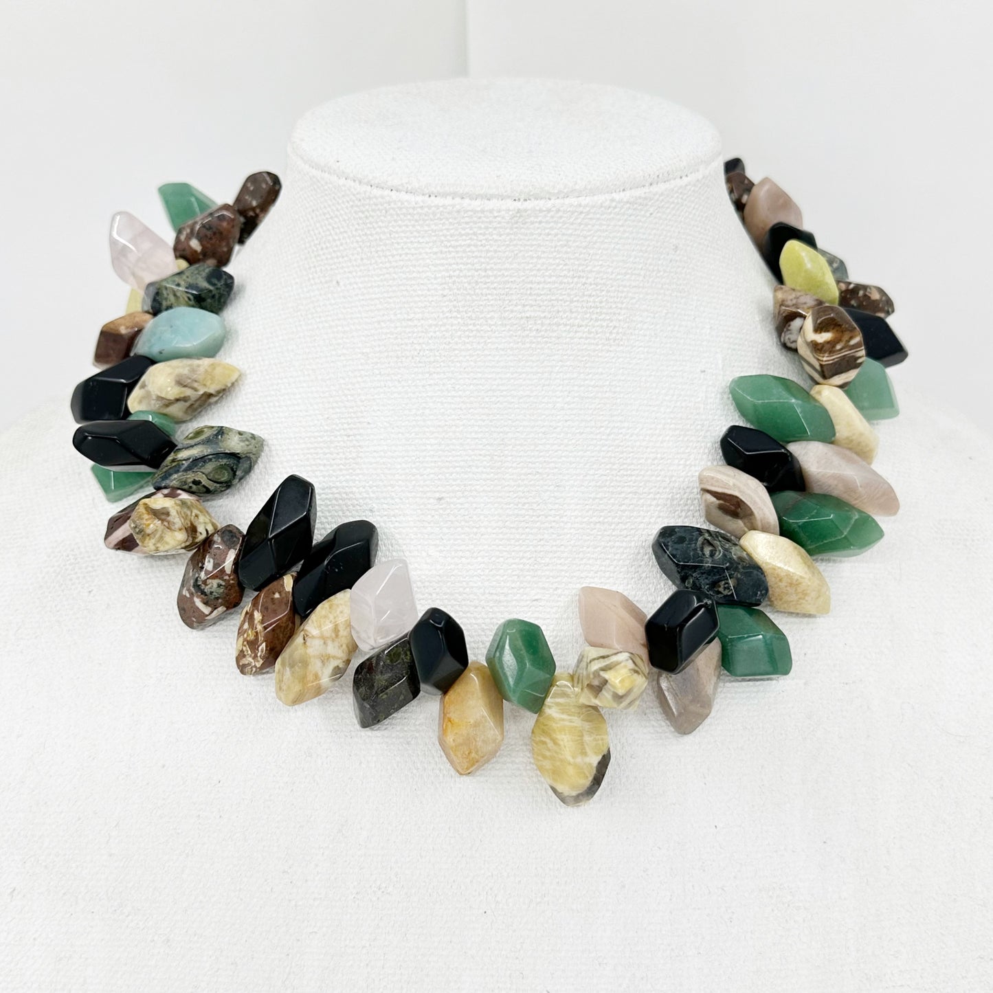 Handcrafted wood & gemstone necklace