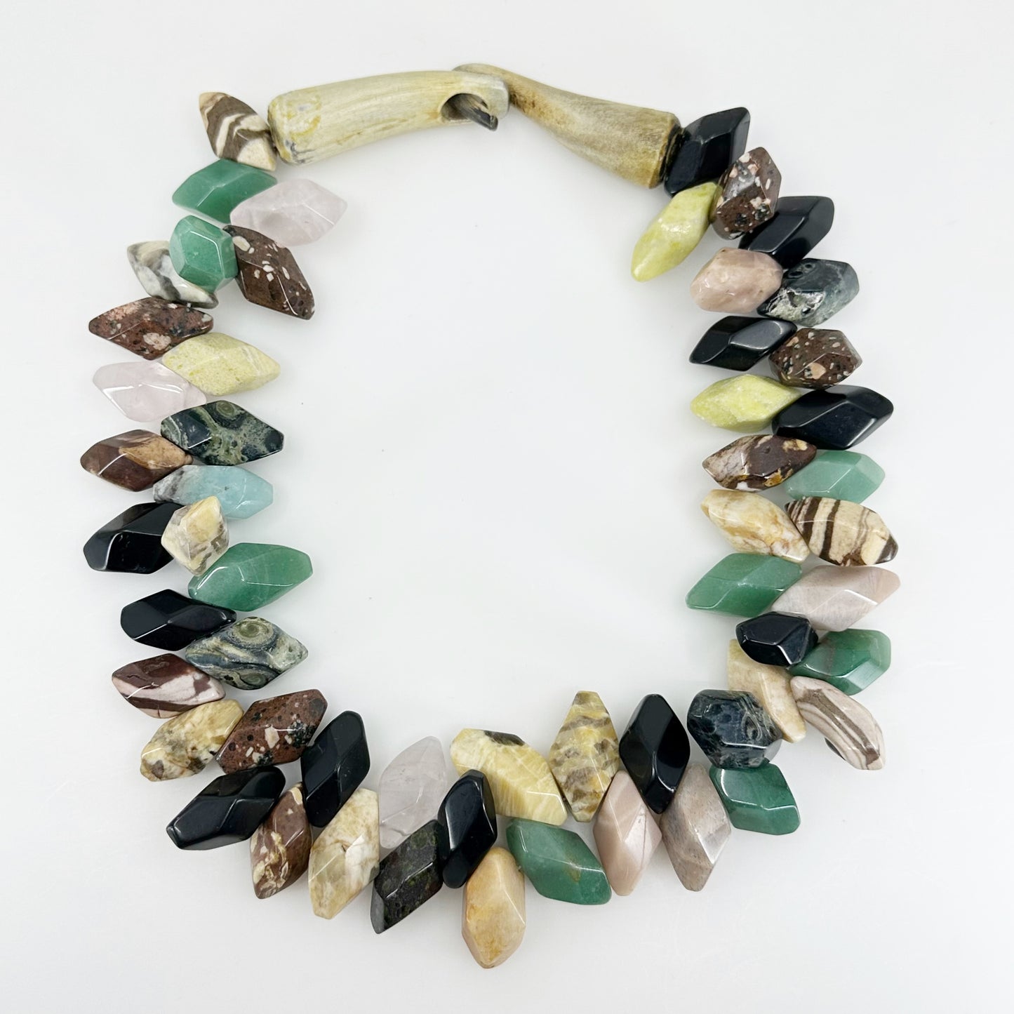 Handcrafted wood & gemstone necklace