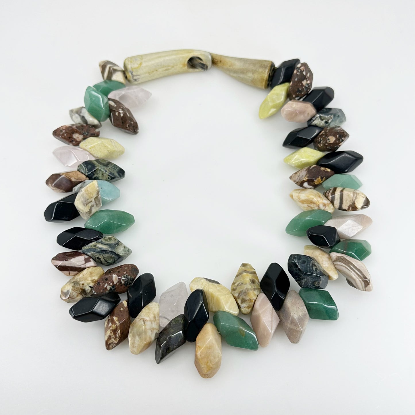 Handcrafted wood & gemstone necklace